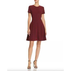 Theory Modern Seamed Fit Flare Mini Dress Red Womens Size 2